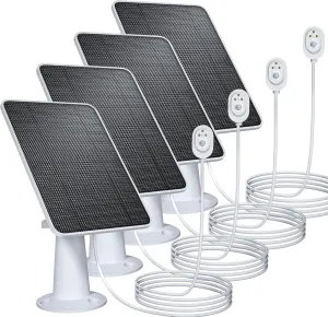 Upgraded Solar Panel Charging Compatible with Arlo Pro 4, Pro 3, Ultra 2, 4W Solar Panel with 9.8ft Charging Cable, IP65 Waterproof, Includes Secure Wall Mount, 4 Pack