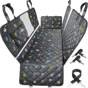URPOWER 6-in-1 Dog Car Seat Cover for Back Seat, 60/40 Split, Waterproof Dog Car Hammock with Mesh Window, Non-Slip Pet Backseat Protector for Cars, Trucks and SUVs