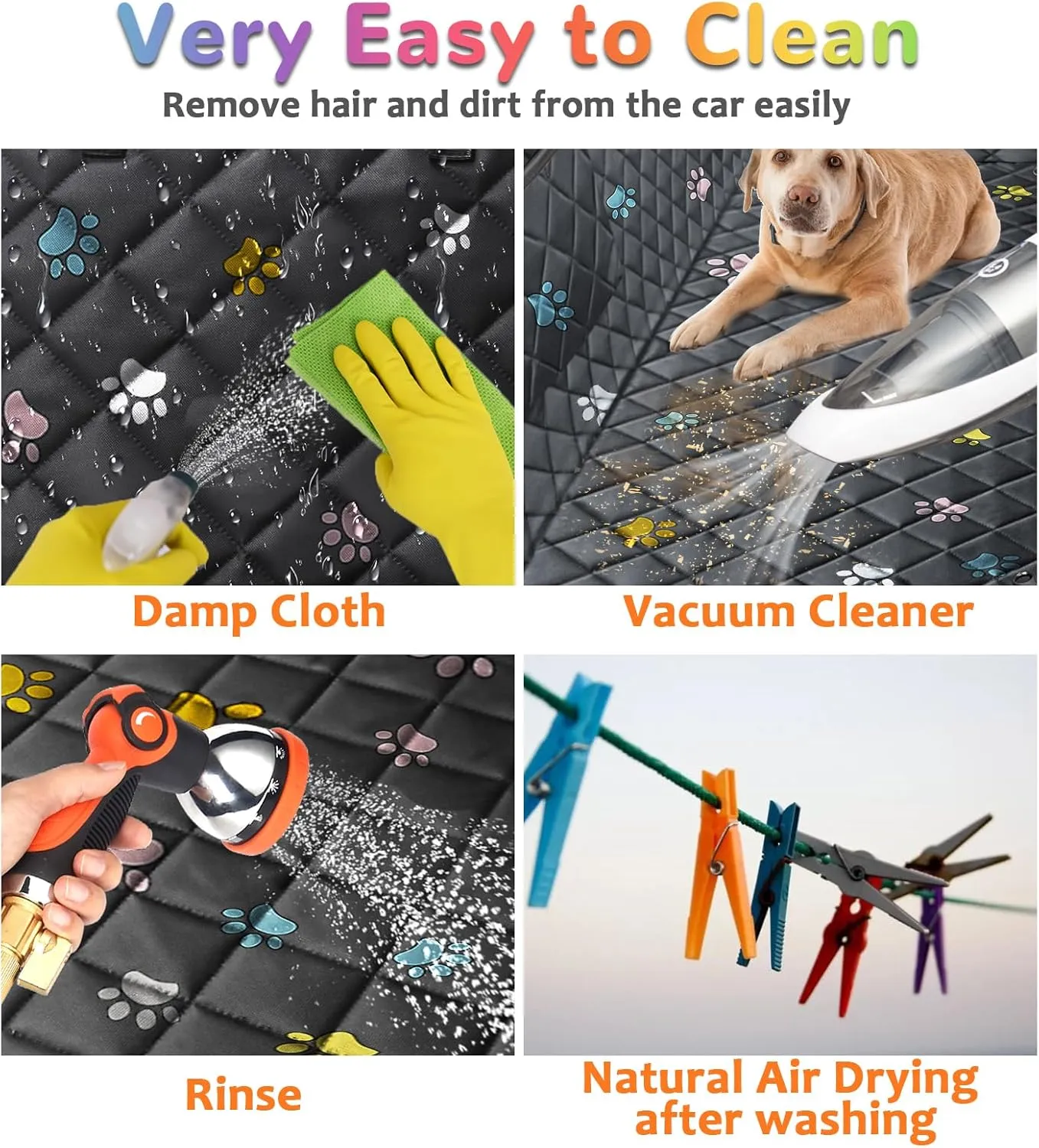 URPOWER 6-in-1 Dog Car Seat Cover for Back Seat, 60/40 Split, Waterproof Dog Car Hammock with Mesh Window, Non-Slip Pet Backseat Protector for Cars, Trucks and SUVs