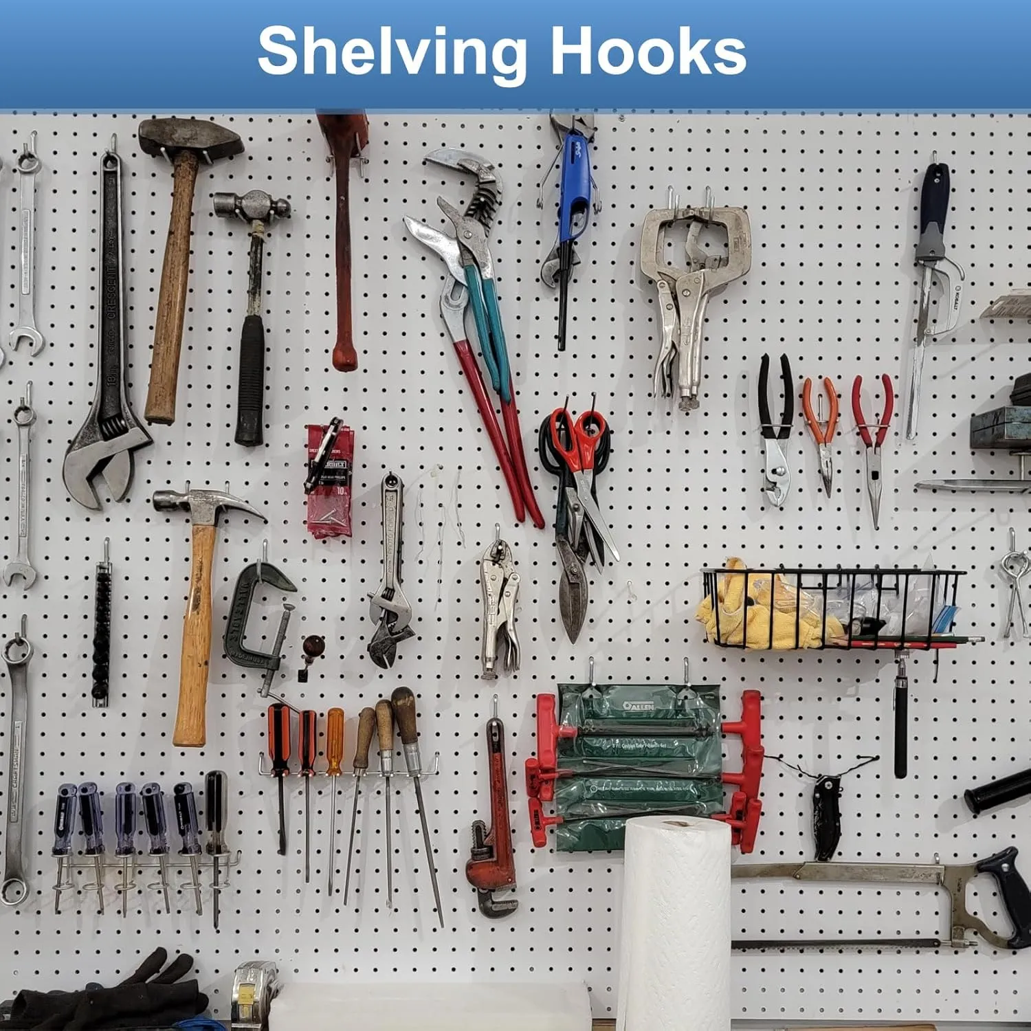 uxcell 50 Pcs Heavy Duty Pegboard Hooks, 6-inch Shelving Hooks for 1/4" Pegboard, Pegboard Display Hook Holder Organizer for Garage, Office, and Kitchen, Black