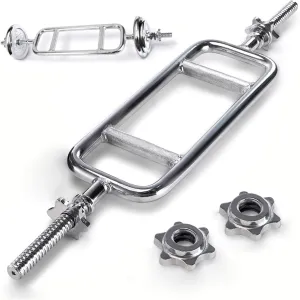 uyoyous Weight Bar 34 Inch Tricep Bar Standard Solid Steel Threaded Triceps Training Bar fits 1 Inch Weight Plates With 2 Ring Collars for Home Gym Weightlifting
