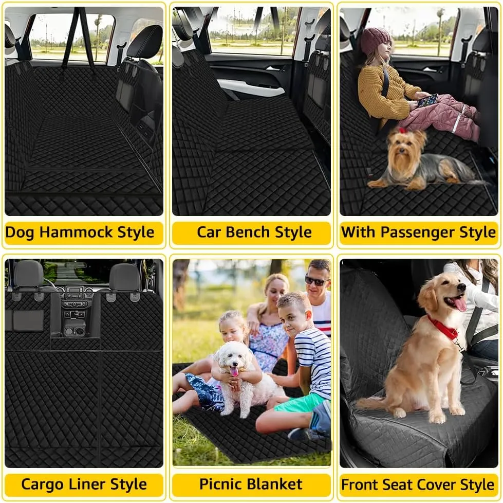 Vailge 6 in 1 Car Seat Cover for Back Seat, 60/40 Split, 100% Waterproof with Mesh Window, Scratch Prevent Anti-slip Dog Hammock, Standard