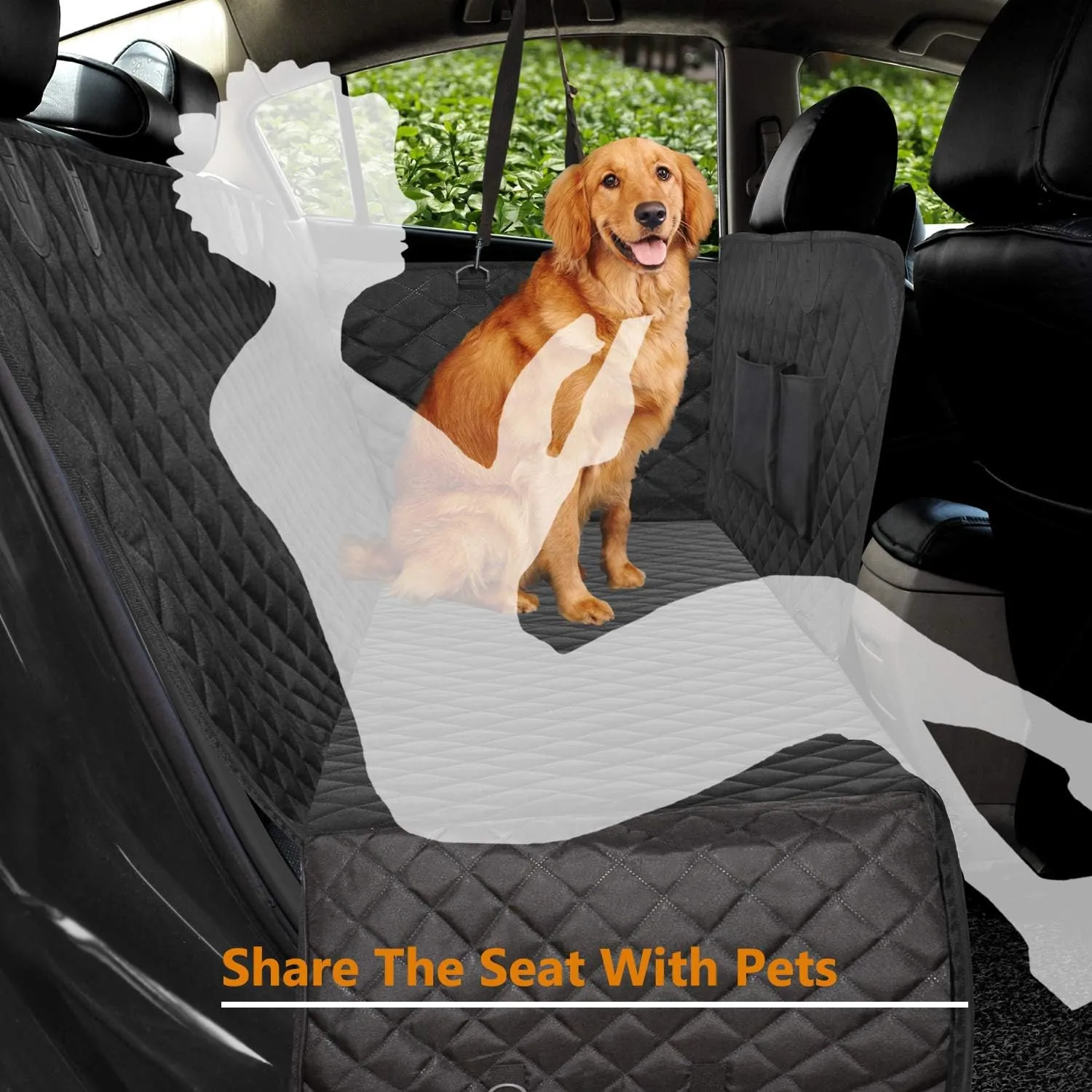 Vailge Extra Large, 100% Waterproof Dog Seat Cover for Back Seat with Zipper Side Flap, Heavy Duty car Hammock Pet Seat Cover for Cars Trucks suvs