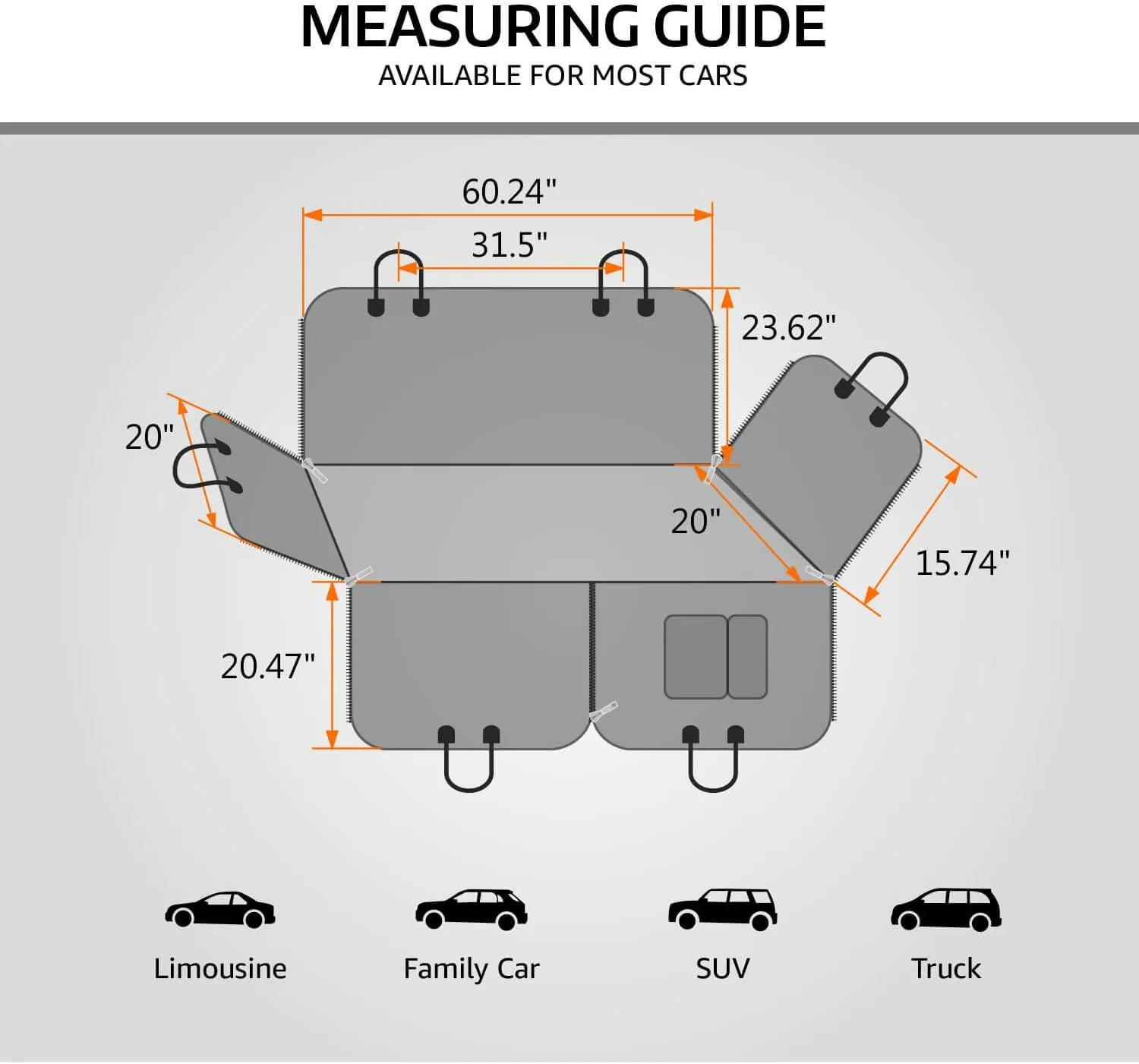 Vailge Extra Large, 100% Waterproof Dog Seat Cover for Back Seat with Zipper Side Flap, Heavy Duty car Hammock Pet Seat Cover for Cars Trucks suvs