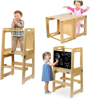 VECELO Foldable Toddler Tower Kitchen Helper Stool for Kids