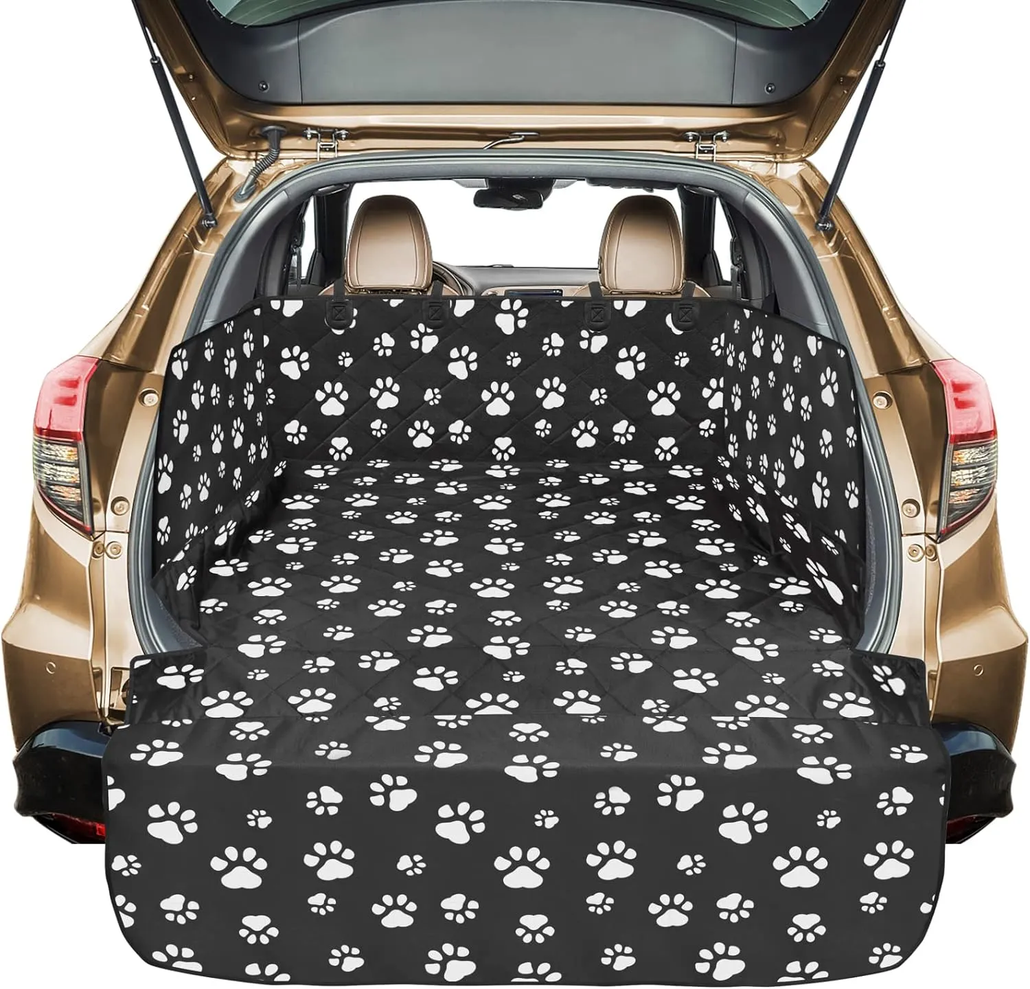 Veckle Cargo Liner, SUV Cargo Cover for Dogs with Side Flaps Hammock Water Resistant Nonslip Dog Seat Cover Area Protector Scratchproof for SUVs Sedans Vans, Paw Print