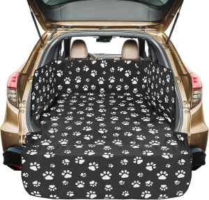 Veckle Cargo Liner, SUV Cargo Cover for Dogs with Side Flaps Hammock Water Resistant Nonslip Dog Seat Cover Area Protector Scratchproof for SUVs Sedans Vans, Paw Print