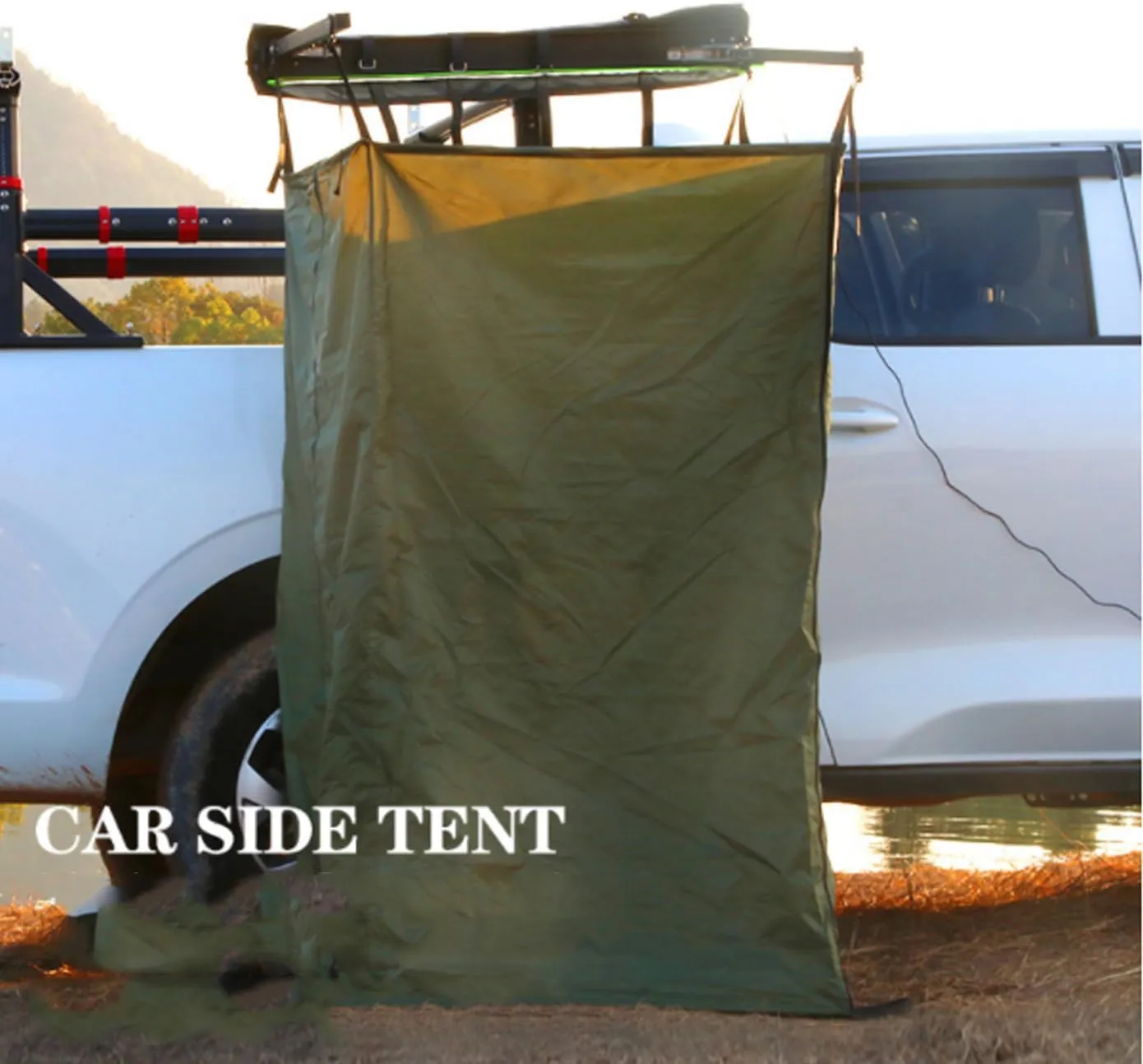 Vehicle Awning Shower Room Portable Car Side Shower Tent Awning,SUV Truck Bathroom Tent for Outdoor Camping Privacy Shelters with LED Light