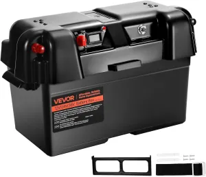 VEVOR Battery Box, Group 24-27 Trolling Motor Battery Box, 12V/24V/36V Marine Batteries Case with PP Shell and Dual Straps, Smart Batteries Case, Suitable for Trolling Motor, Marine,RV & Solar Panel