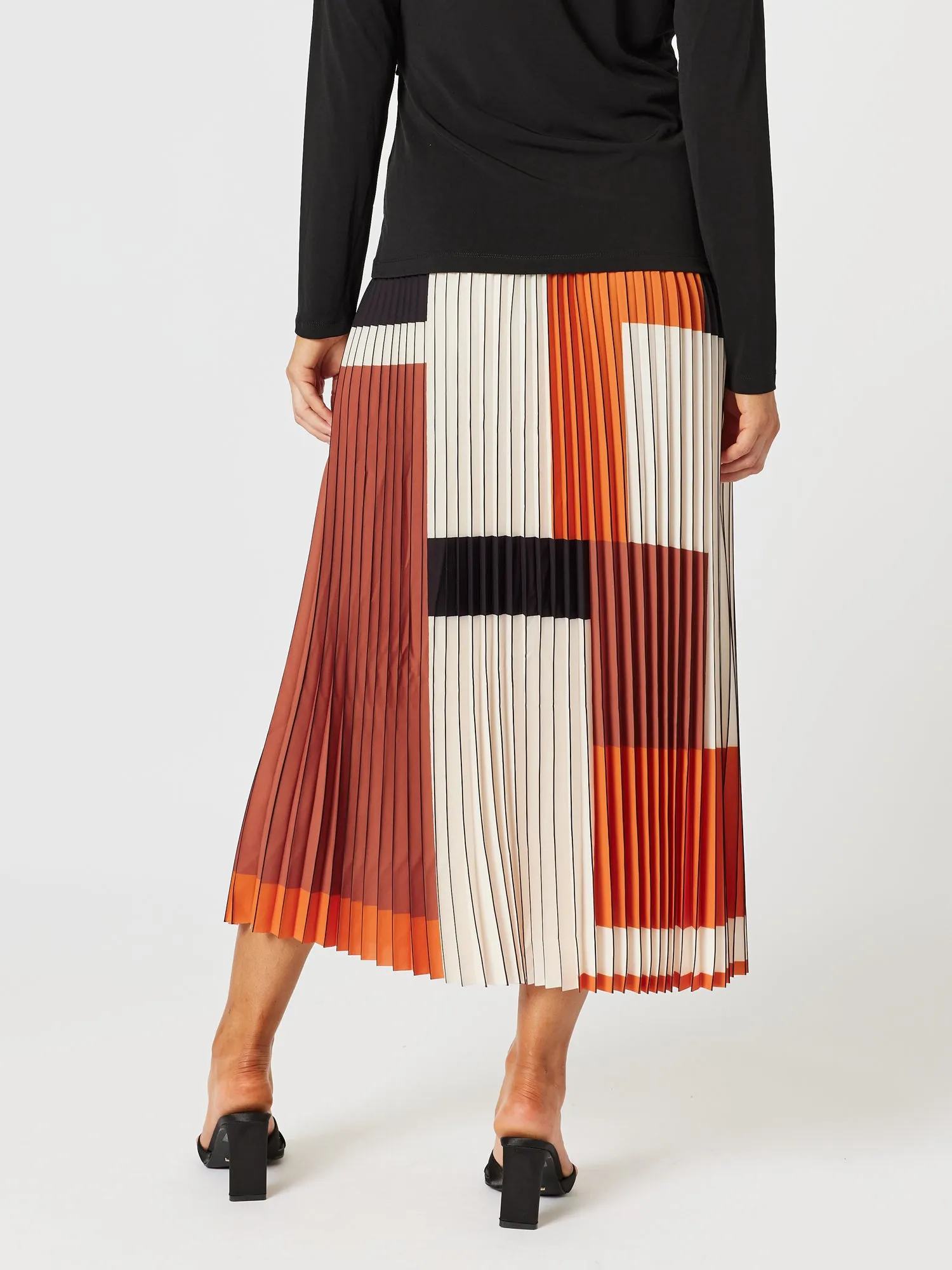 Vienna Pleat Print Skirt - Spice