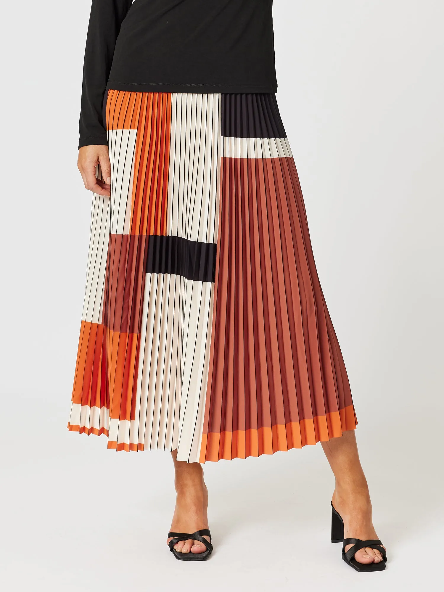 Vienna Pleat Print Skirt - Spice