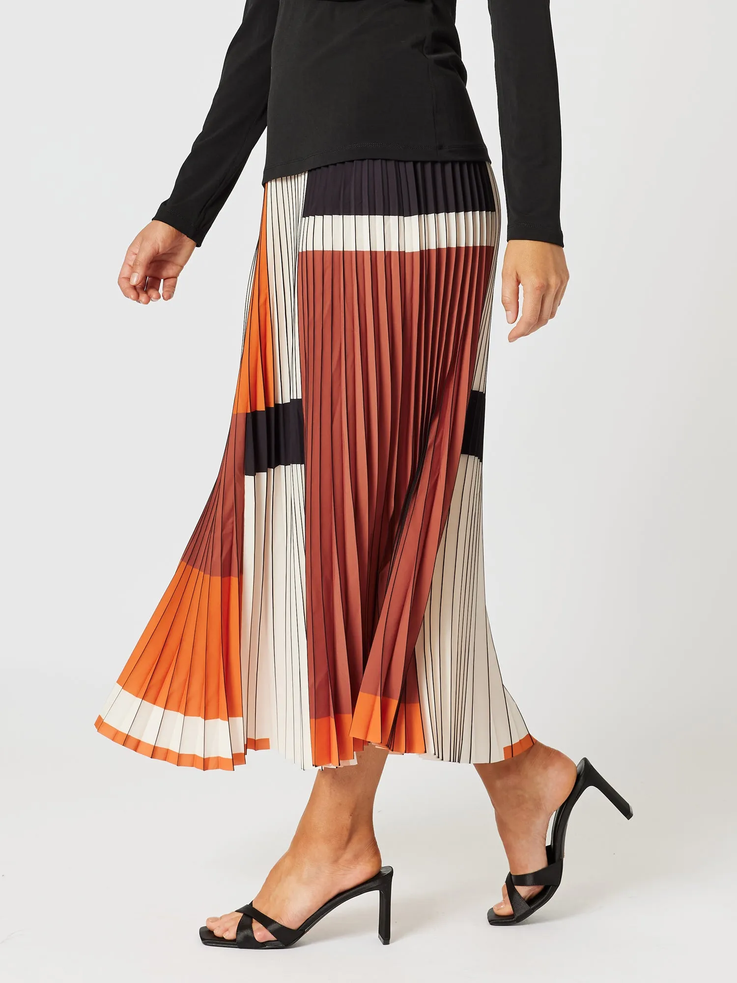Vienna Pleat Print Skirt - Spice