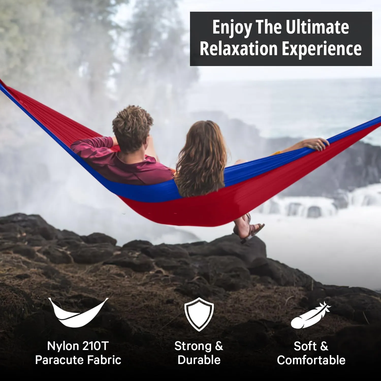 Vigel Camping Hammock - XL Double 500 Lb Capacity - Durable Nylon - Portable Tree Swing - Outdoor Hammock for Camping, Travel, Hiking, Accessories