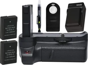 Vivitar Deluxe Power Battery Grip for Nikon D3400 Bundle with Rechargeable Li-ion Battery, Individual Charger for Nikon, ens Cleaning Pen and Universal Shutter Release Remote Control