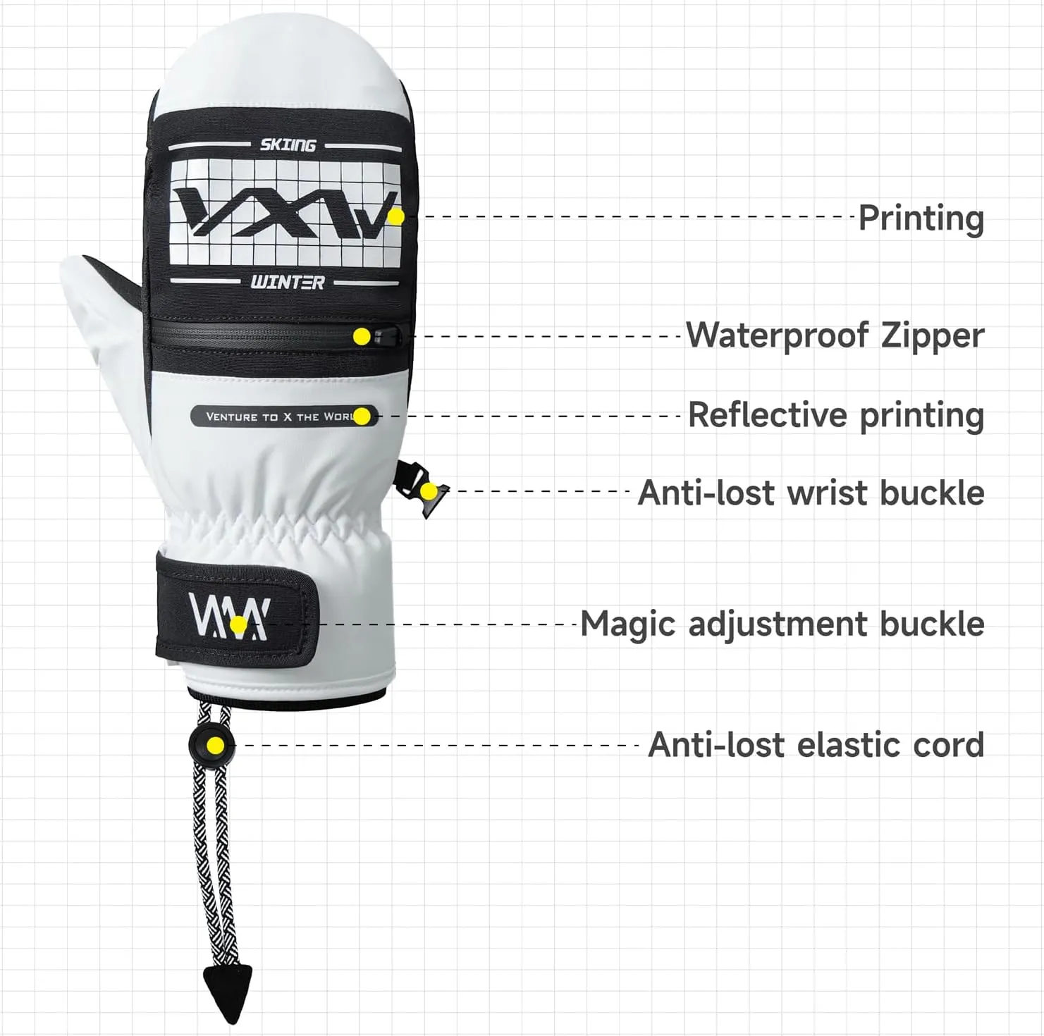 VXW Men Women Ski Gloves Windproof Winter Warm Thermal Snow Mittens Skiing Snowmobile Gloves