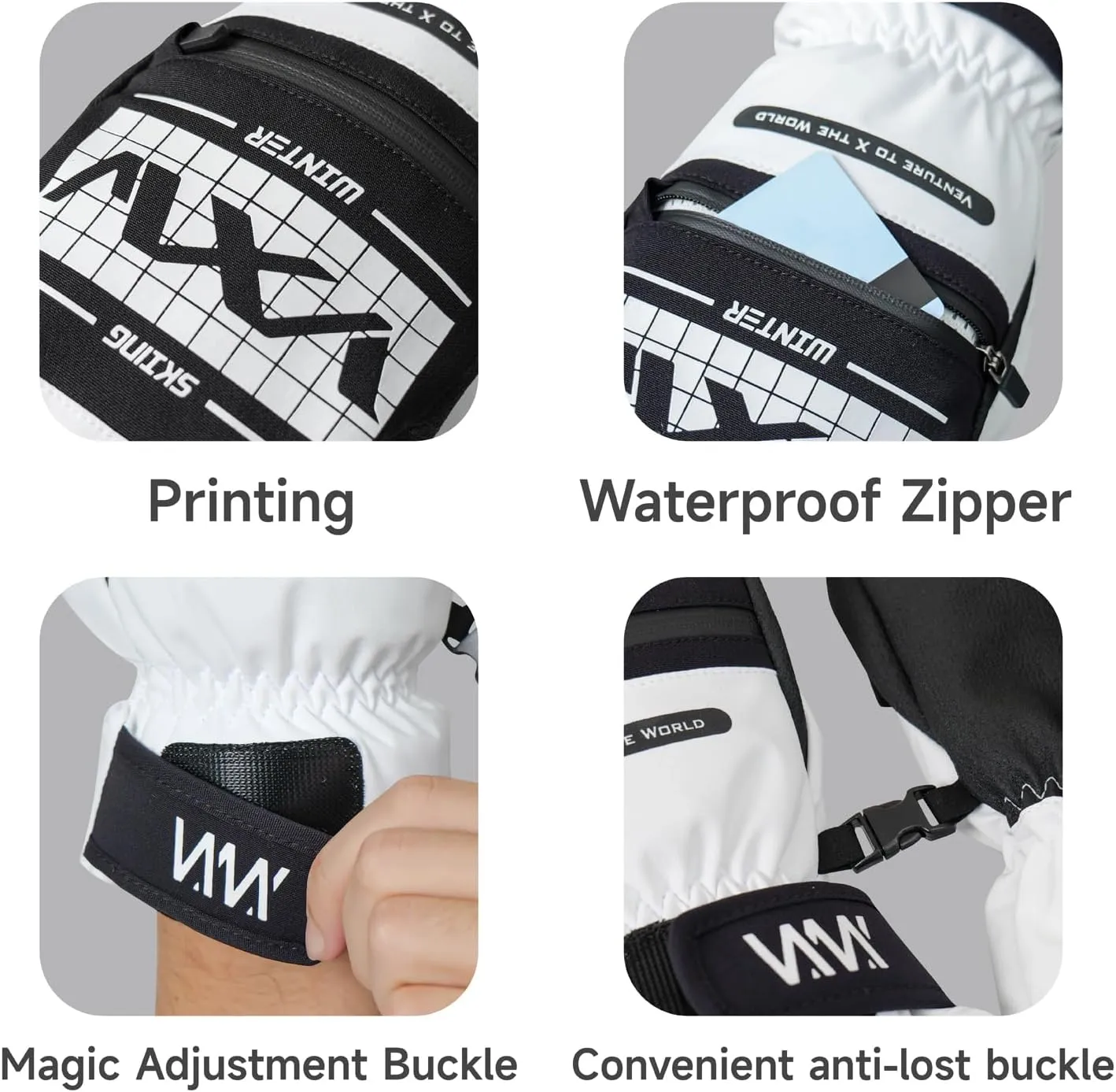 VXW Men Women Ski Gloves Windproof Winter Warm Thermal Snow Mittens Skiing Snowmobile Gloves