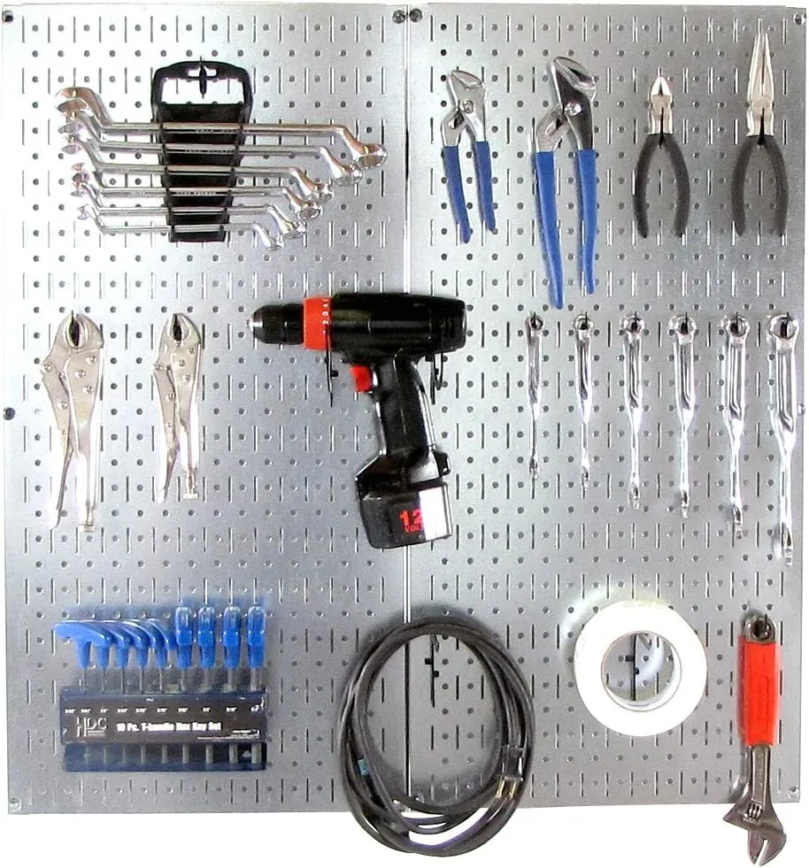 Wall Control 30-P-3232GV Galvanized Steel Pegboard Pack