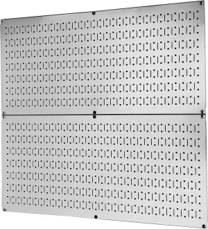 Wall Control Pegboard Rack Garage Storage Galvanized Steel Horizontal Peg Board Pack - Two 32-Inch x 16-Inch Shiny Metallic Metal WallBoard Tool Organization Panels