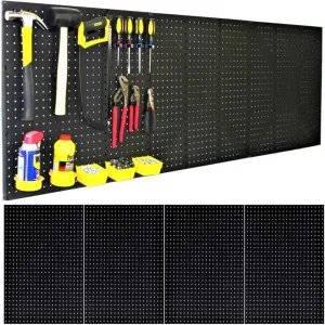 WallPeg Pegboard Wall Organizer - 96” Wide | 4 Pack 24”x16” Heavy Duty Plastic Peg Boards | Made in USA | Garage Tool Storage, Workshop, Craft Room, Office Wall Organizer | Tuff Peg-Board Panels