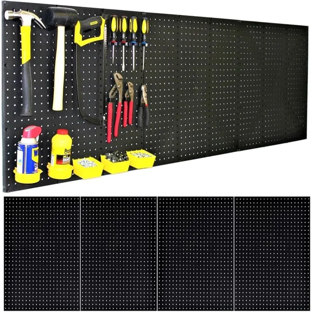 WallPeg Pegboard Wall Organizer - 96” Wide | 4 Pack 24”x16” Heavy Duty Plastic Peg Boards | Made in USA | Garage Tool Storage, Workshop, Craft Room, Office Wall Organizer | Tuff Peg-Board Panels