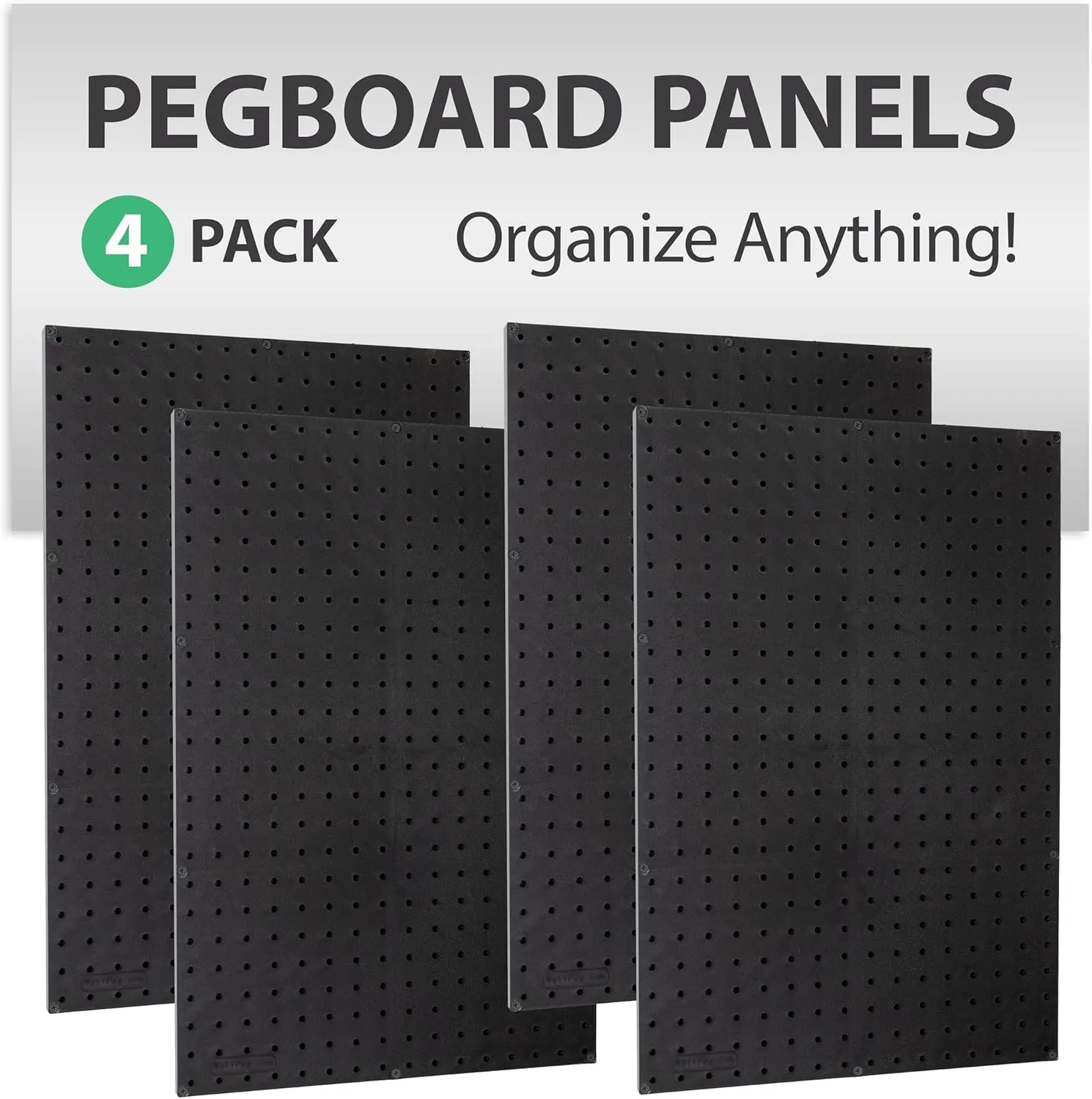 WallPeg Pegboard Wall Organizer - 96” Wide | 4 Pack 24”x16” Heavy Duty Plastic Peg Boards | Made in USA | Garage Tool Storage, Workshop, Craft Room, Office Wall Organizer | Tuff Peg-Board Panels
