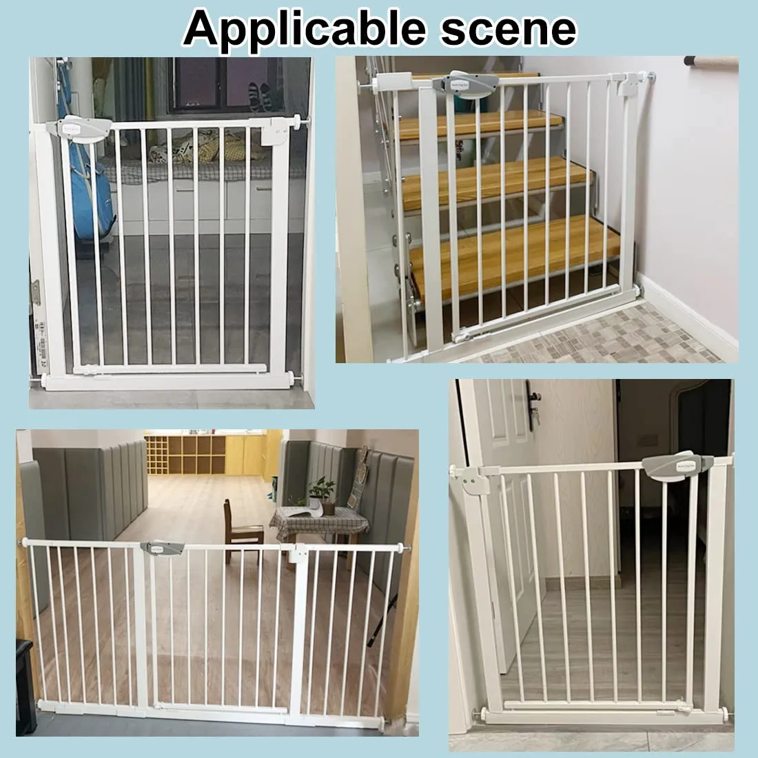 WAOWAO Triple Lock Baby Gate Extra Wide 67.32-72.04" Pressure Mounted Walk Through Swing Auto Close Safety Black Metal Dog Pet Puppy Cat for Stairs,Doorways,Kitchen