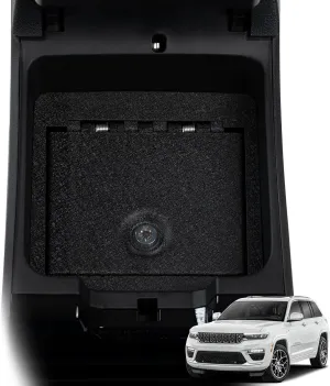 WASAI Center Console Gun Safe - Console Gun Vault Compatible with Jeep Grand Cherokee 2022-2025, Armrest Lock Box with triple lock
