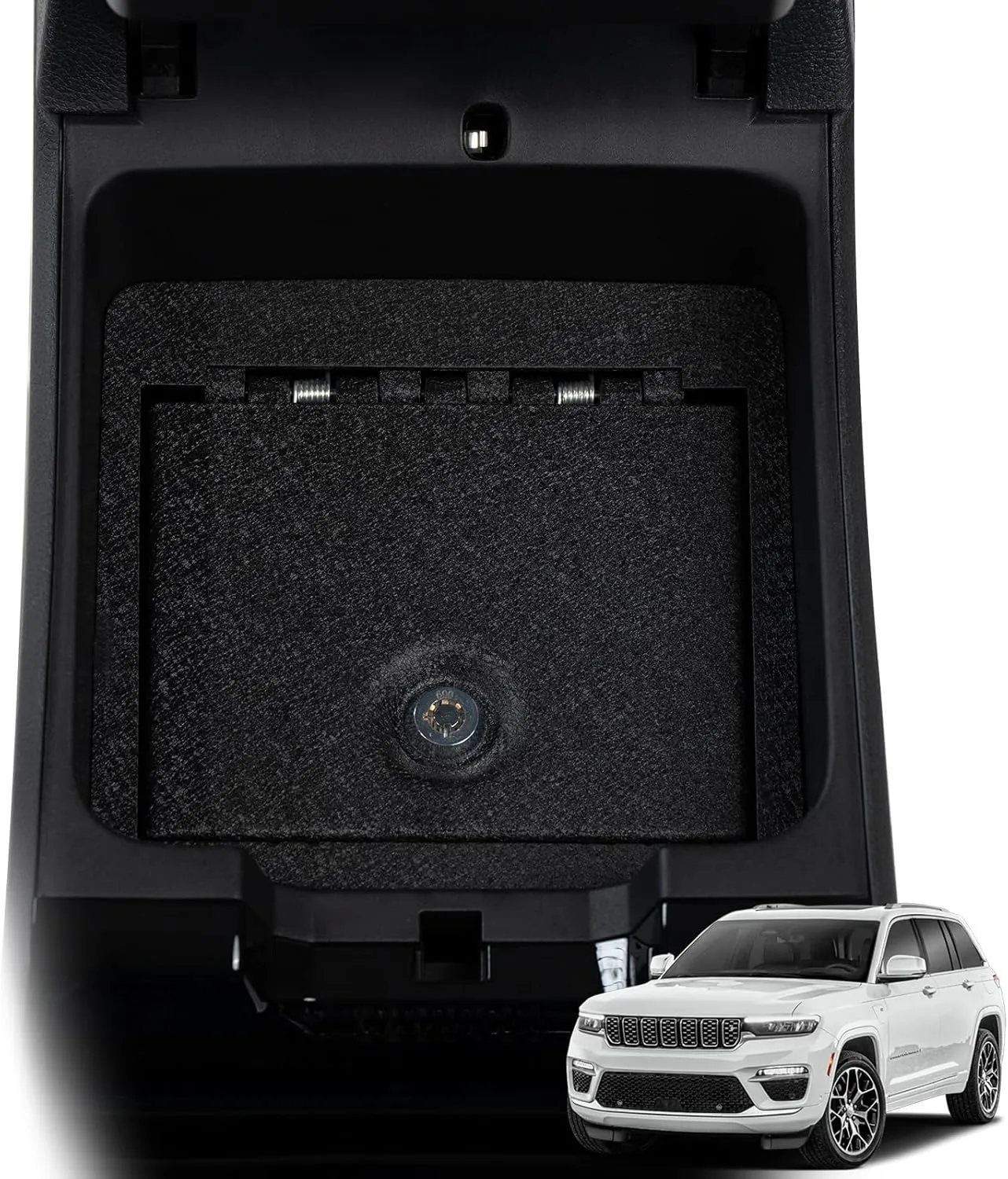 WASAI Center Console Gun Safe - Console Gun Vault Compatible with Jeep Grand Cherokee 2022-2025, Armrest Lock Box with triple lock