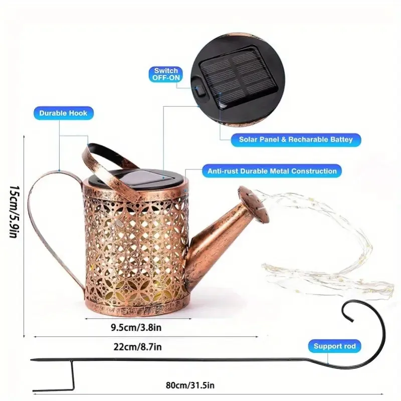 Watering Can Solar Garden Lights - Copper, Solar Powered