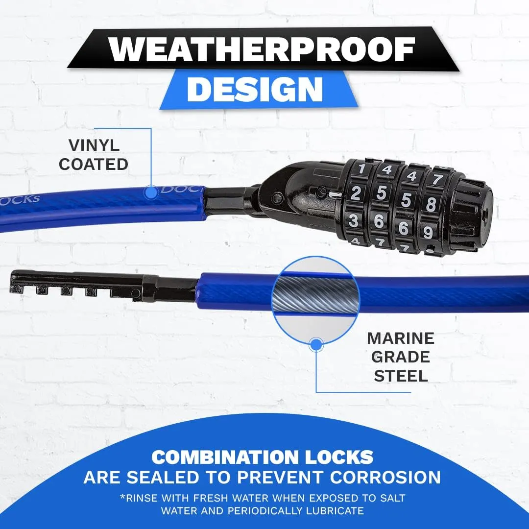 Weatherproof Straight Security Cable Lock (5ft to 25ft Lengths) with Resettable Combination, Anti-Theft Protection for Kayak, Bike, Paddleboard, Scooter, Equipment, Bicycles and More 25ft