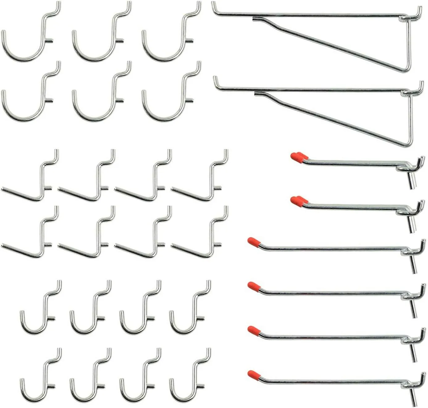 Wellmax Heavy Duty Pegboard Hooks Set - 30-Piece Assortment for Tools & Crafts, Fits 1/4-Inch Peg Holes