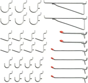 Wellmax Heavy Duty Pegboard Hooks Set - 30-Piece Assortment for Tools & Crafts, Fits 1/4-Inch Peg Holes