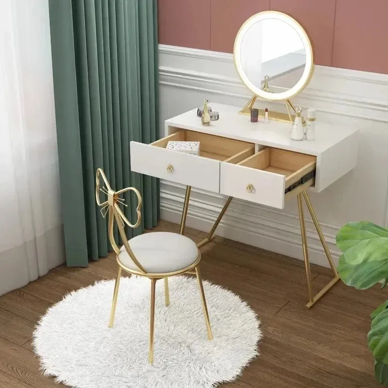 White and gold butterfly stool
