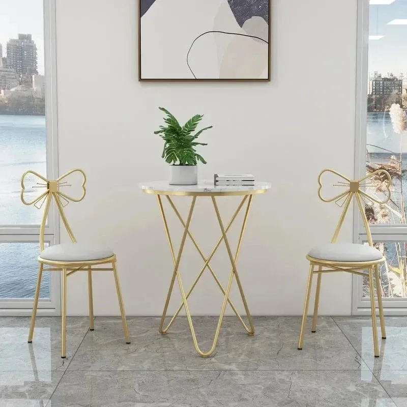 White and gold butterfly stool