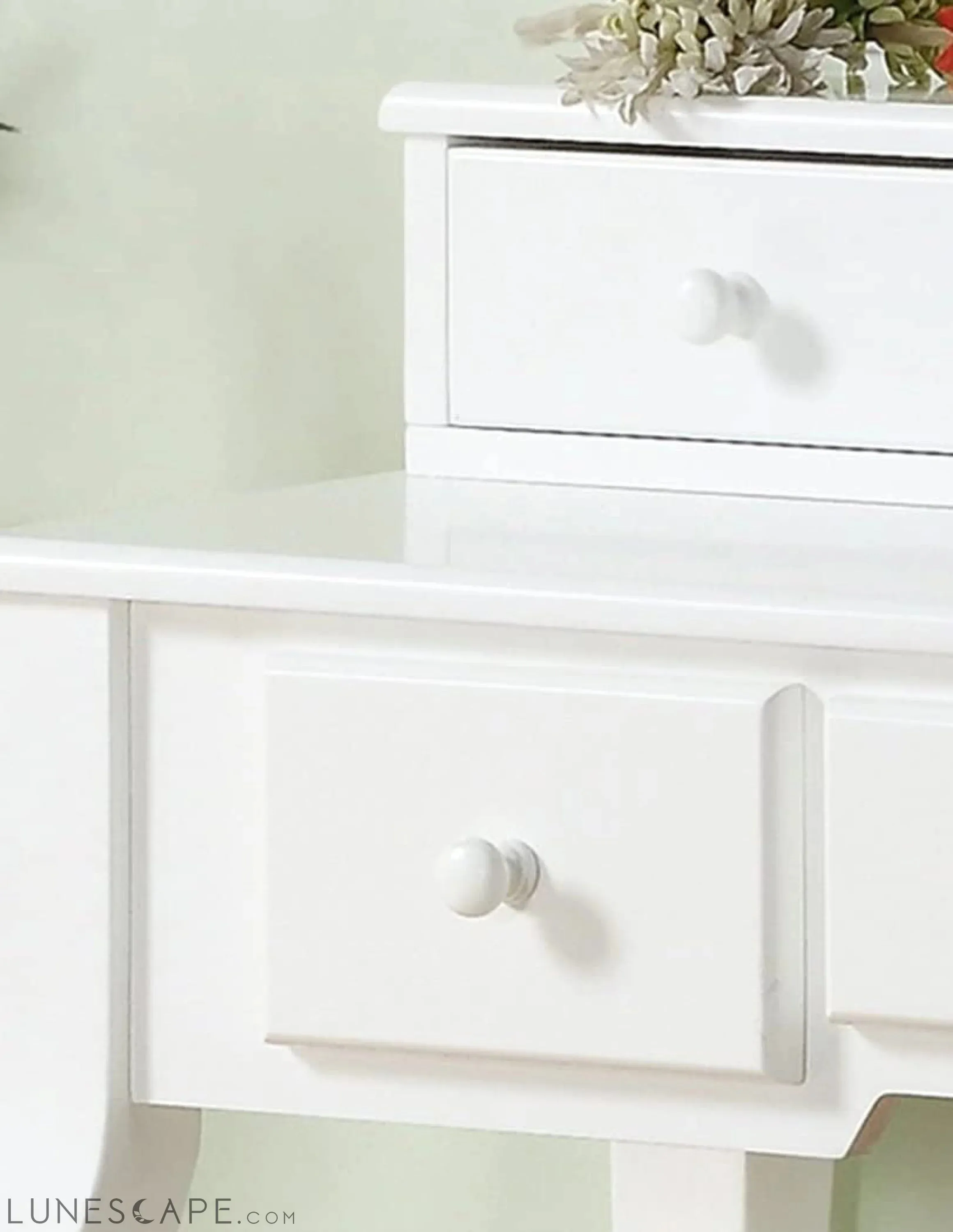 White Ashley Wood Makeup Vanity Set