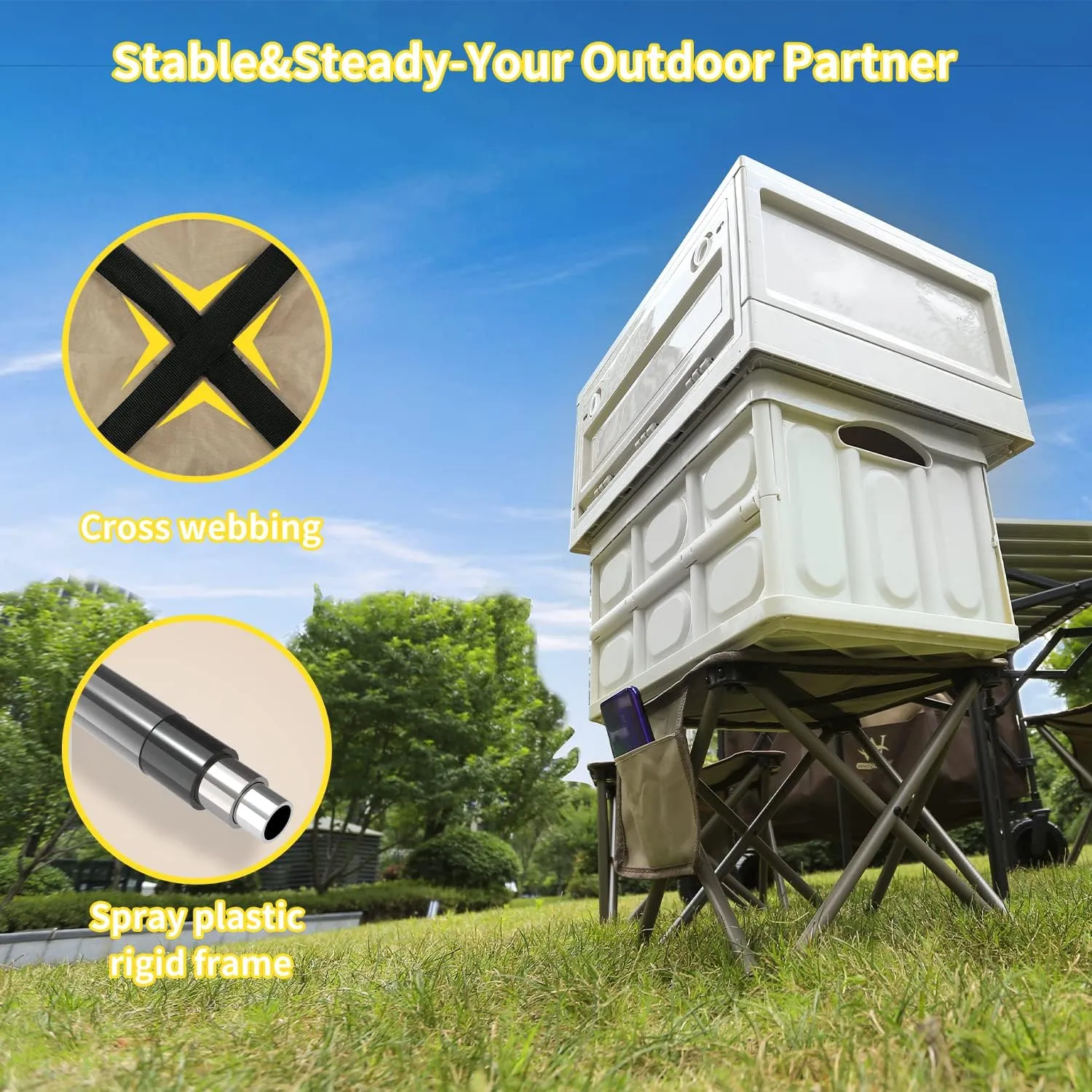 Whitsunday Folding Stool,12.6 Inch Portable Folding Stool for Camping Fishing Hiking Gardening and Beach Black-2PCS