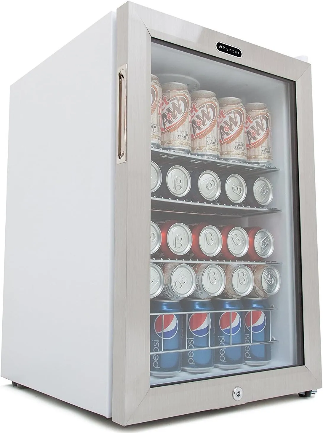 Whynter BR-091WS, 90 Can Capacity Stainless Steel Beverage Refrigerator with Lock, 2.5 Cubic Feet