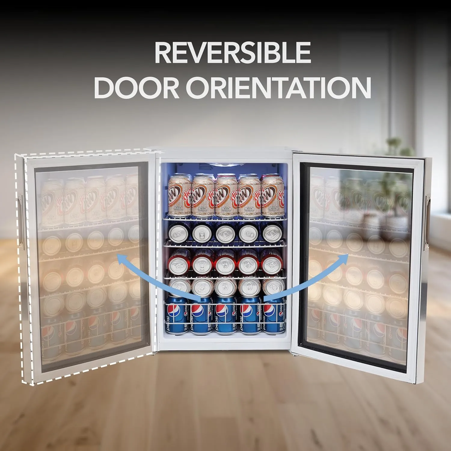Whynter BR-091WS, 90 Can Capacity Stainless Steel Beverage Refrigerator with Lock, 2.5 Cubic Feet