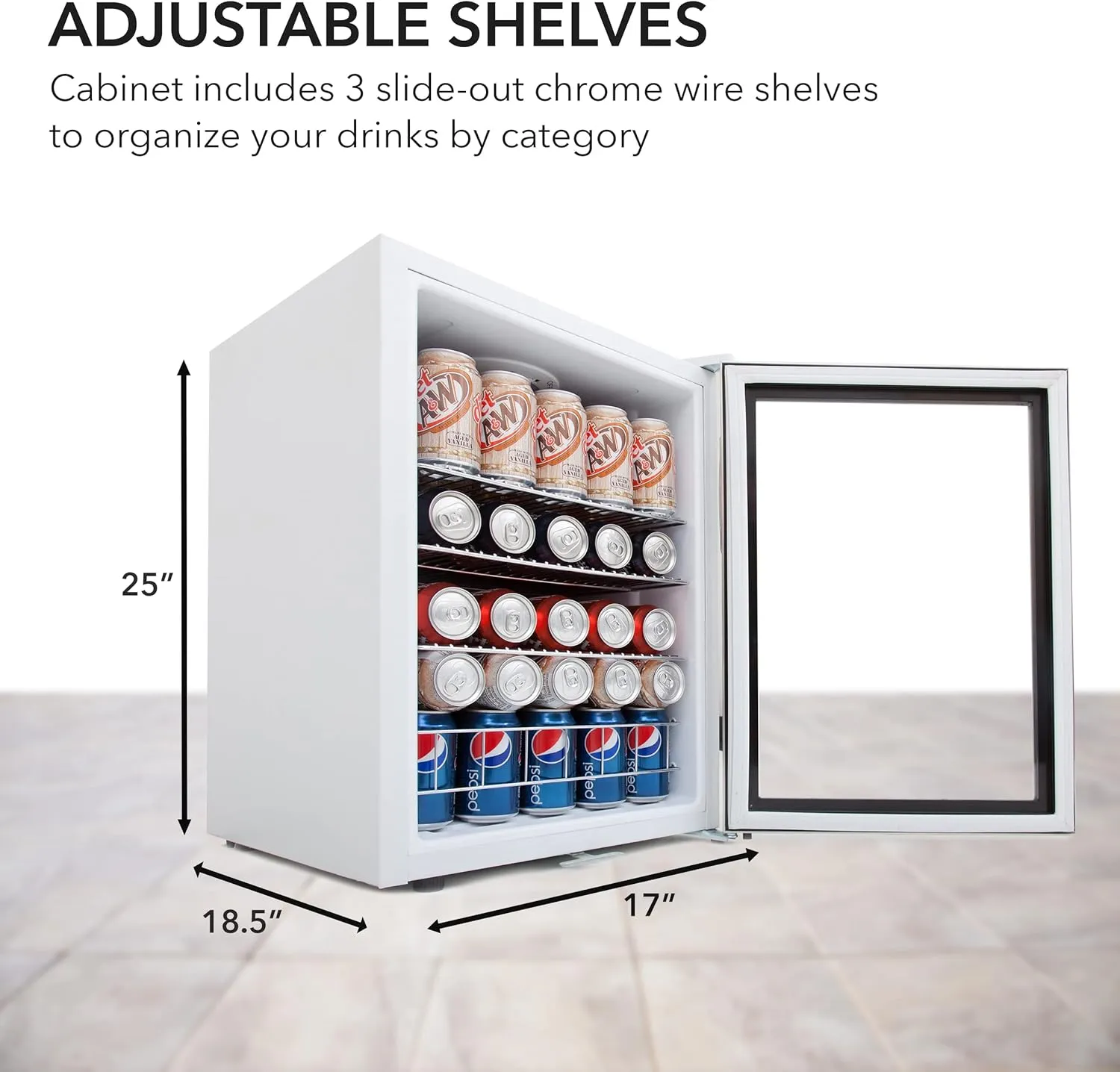 Whynter BR-091WS, 90 Can Capacity Stainless Steel Beverage Refrigerator with Lock, 2.5 Cubic Feet