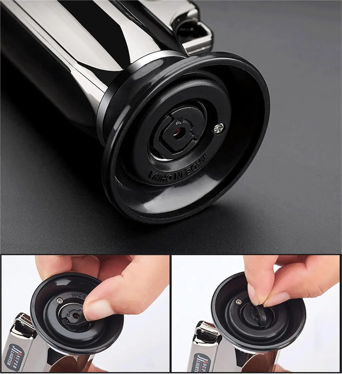 Windproof Single/Triple Jet Lighter, with Lock Switch, one-Button Ignition, Convenient Multi-Function Lighter, Suitable for Carrying Outside (Fuel not Included)(Blue)