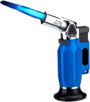 Windproof Single/Triple Jet Lighter, with Lock Switch, one-Button Ignition, Convenient Multi-Function Lighter, Suitable for Carrying Outside (Fuel not Included)(Blue)