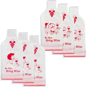 Wine Cush - Reusable Wine Bag Sleeve (Set of 6). Travel Protector with Triple Lock and Triple Skin - Bottle Protector for Airplane Luggage