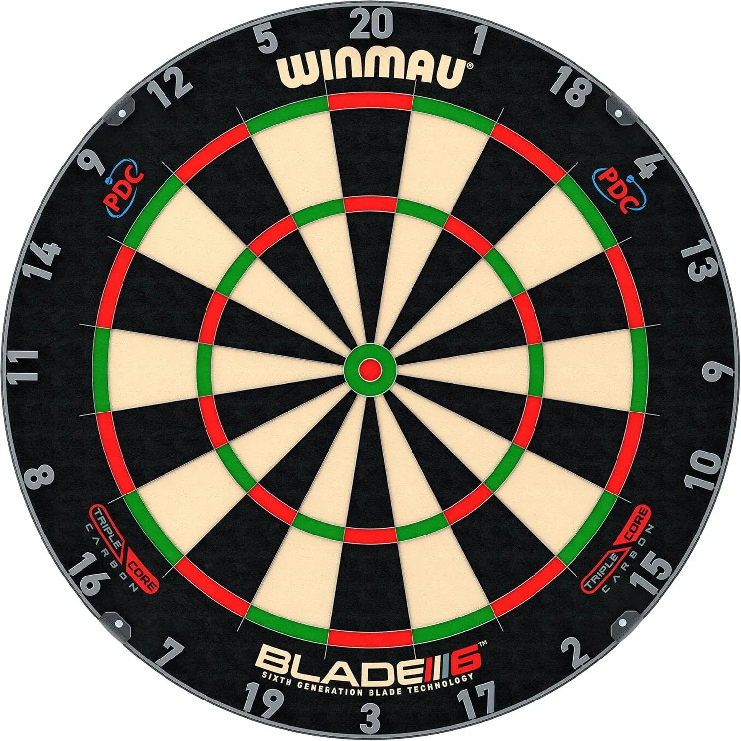 WINMAU Darts Blade 6 Triple Core Carbon Professional PDC Dartboard with Official Tournament Specifications | Endorsed by The PDC
