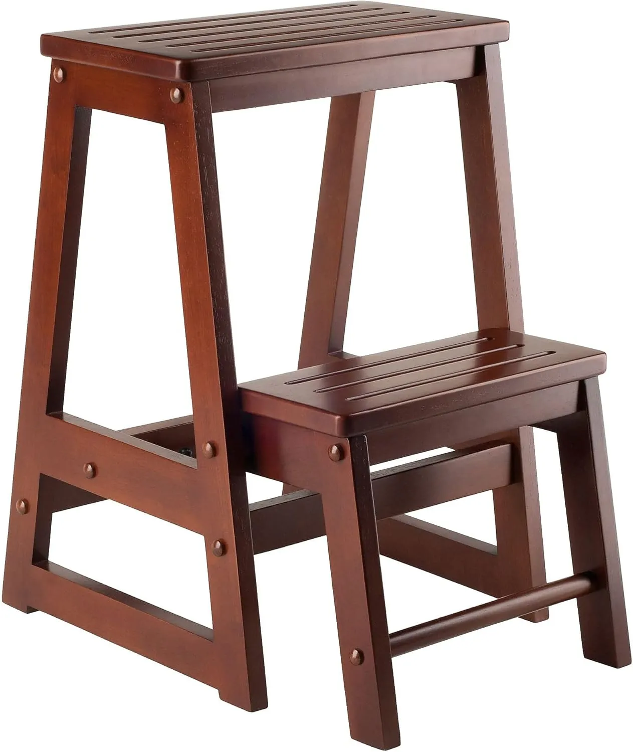 Winsome Beech Wood Double Step Stool, Antique Walnut (94022)