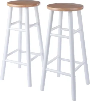 Winsome Wood Huxton 2-Pc Bar Stool Set, Natural and White Finish, 29"