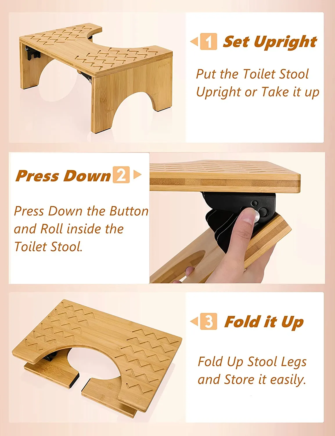 Wood Bathroom Step Stool Squat