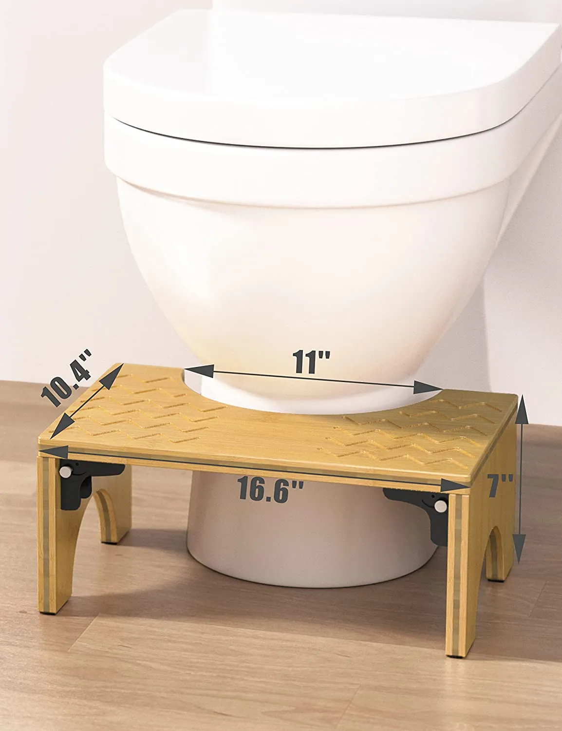 Wood Bathroom Step Stool Squat