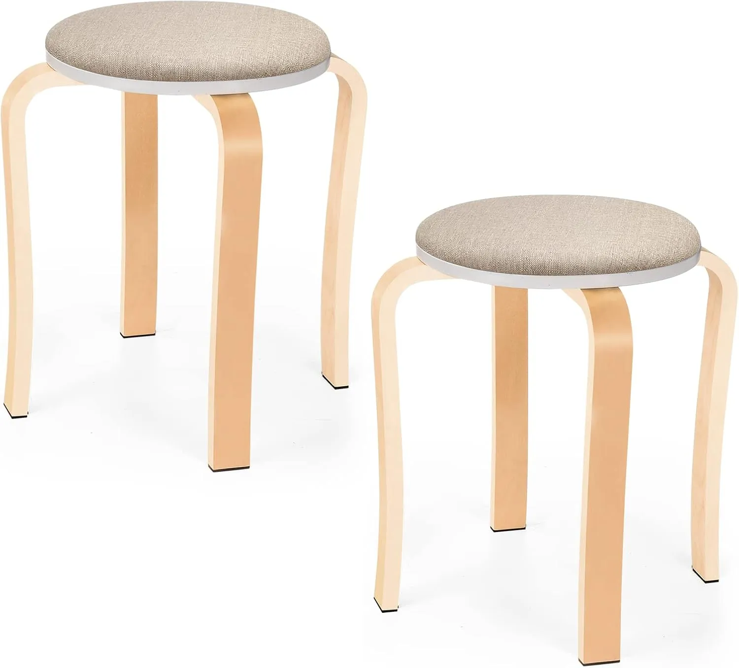 Wood Stools, Set of 2 Wooden Stackable Stool Extra Seating for Kids, Guests, Portable Round 16.5-Inch, Counter Height Stools for Living Room, Backyard, Classroom, Kitchen, Pland Stand, Apartment