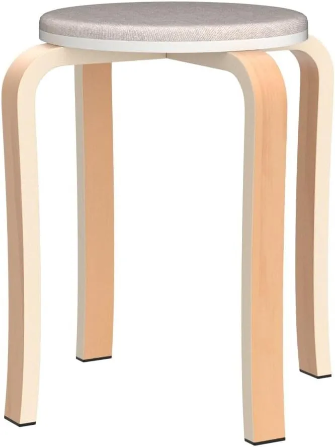 Wood Stools, Set of 2 Wooden Stackable Stool Extra Seating for Kids, Guests, Portable Round 16.5-Inch, Counter Height Stools for Living Room, Backyard, Classroom, Kitchen, Pland Stand, Apartment