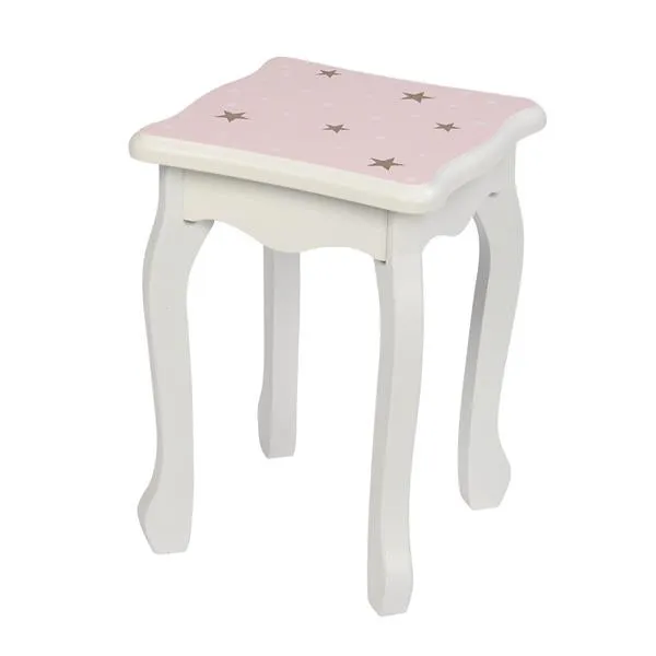 Wooden Toy Children's Dressing Table Three Foldable Mirror/Chair/Single Drawer Pink Star Style *